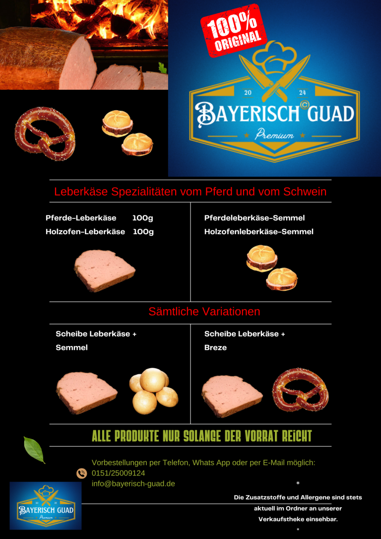 Holzofenleberkäse und Pferdeleberkäse Preisliste 2025