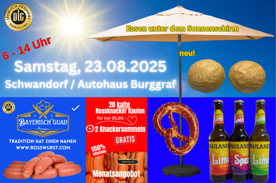 Essen unter dem Sonnenschirm am 23.8.25